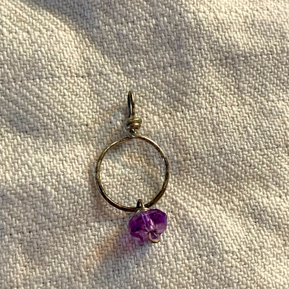 Wire Pendant with Purple Bead